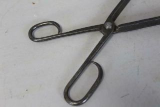 RARE 18TH C AMERICAN WROUGHT IRON PIPE TONGS EARLY FORM GREAT POLISHED SURFACE 6