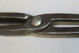 RARE 18TH C AMERICAN WROUGHT IRON PIPE TONGS EARLY FORM GREAT POLISHED SURFACE 9