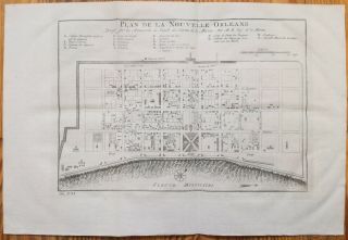 Bellin: Engraving Plan Of Orleans Nouvelle Orleans 1774