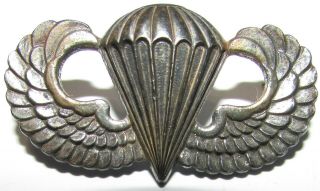 Ww2 1940s Sterling Basic Parachutist Badge United States Army Military Pin