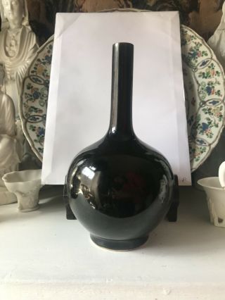 Chinese Mirror Black Qing Dynasty Bottle Vase 19th Century