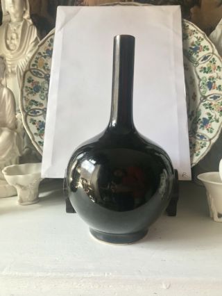 Chinese Mirror Black Qing Dynasty Bottle Vase 19th century 2