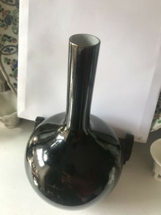 Chinese Mirror Black Qing Dynasty Bottle Vase 19th century 5