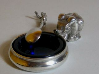 Boxed PATRICK MAVROS Sterling Silver Elephant Monkey Spoon Mustard Pot Figurine 2