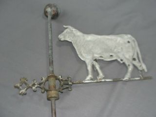 Antique England Weather Vane Weathervane Cow Bullet Holes Old Gray Paint 2