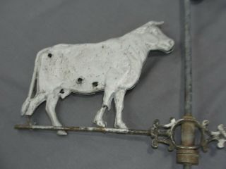 Antique England Weather Vane Weathervane Cow Bullet Holes Old Gray Paint 9