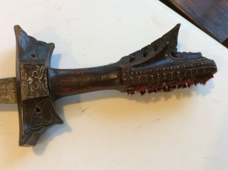 Old Antique Moro Borneo Kampilan Sword Fine Damascus Blade No Keris Kris Dagger