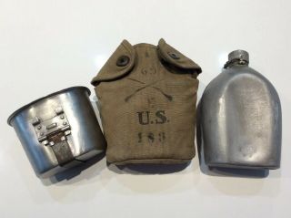 Infantry Marking Wwi &wwii Us Army Canteen Set Cover Cup And Canteen Named Dated