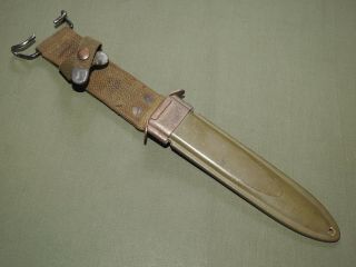 US Army USMC Marine WW2 BAYONET FIGHTING KNIFE M - 8A1 SCABBARD Vtg GI Sheath Rare 2