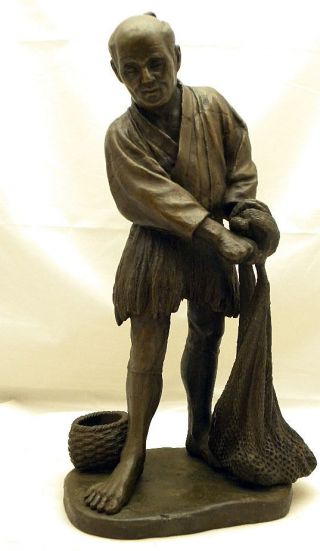 Fine Japanese Meiji Bronze Okimono - Fisherman