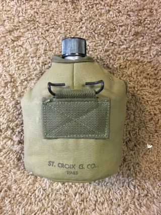 WW2 US Canteen & insulated Cover,  Cup ST.  CROIX G.  CO 1945 AGMCO 2