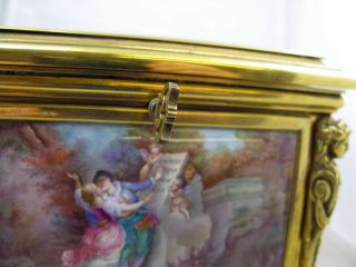 Antique French Gilt Bronze & Enameled Jewel Box/Casket 6.  5 