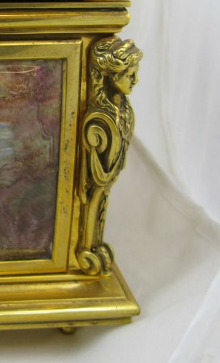 Antique French Gilt Bronze & Enameled Jewel Box/Casket 6.  5 