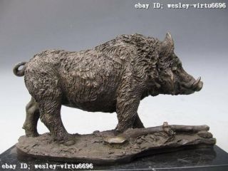 Wild Boar Pig Pure Copper Bronze Nouveau Animal Figure Statue 10