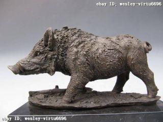 Wild Boar Pig Pure Copper Bronze Nouveau Animal Figure Statue 2