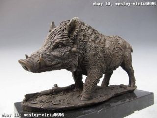 Wild Boar Pig Pure Copper Bronze Nouveau Animal Figure Statue 3