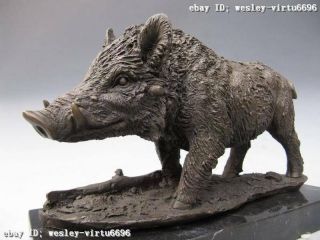 Wild Boar Pig Pure Copper Bronze Nouveau Animal Figure Statue 4