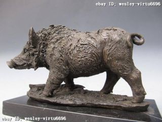 Wild Boar Pig Pure Copper Bronze Nouveau Animal Figure Statue 5