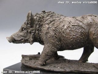 Wild Boar Pig Pure Copper Bronze Nouveau Animal Figure Statue 6