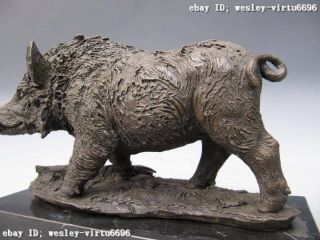 Wild Boar Pig Pure Copper Bronze Nouveau Animal Figure Statue 7
