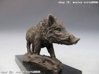 Wild Boar Pig Pure Copper Bronze Nouveau Animal Figure Statue 8