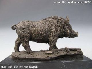 Wild Boar Pig Pure Copper Bronze Nouveau Animal Figure Statue 9