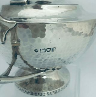 Arts & Crafts St Sterling Silver Spot Hammered Teapot London 1910 Edward Barnard 11