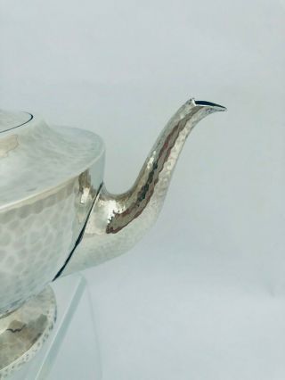 Arts & Crafts St Sterling Silver Spot Hammered Teapot London 1910 Edward Barnard 3