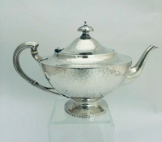 Arts & Crafts St Sterling Silver Spot Hammered Teapot London 1910 Edward Barnard 7