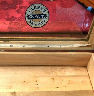 ANTIQUE CLARK ' S OAK & GLASS COUNTER TOP DISPLAY CASE SPOOL CABINET SEWING THREAD 10