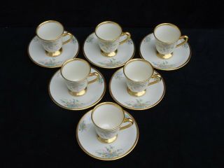 5 ANTIQUE CAC LENOX BELLEEK CHOCOLATE CUPS & SAUCERS ARTIST SIGNED WALTER MARSH 8