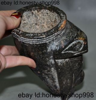 Chinese Hongshan Culture Old Jade Carving eagle bird fish statue Wine vessel Cup 11
