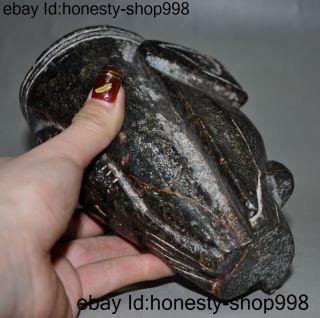 Chinese Hongshan Culture Old Jade Carving eagle bird fish statue Wine vessel Cup 12