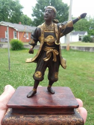 Japanese Bronze Eisuke Miyao Okimono Samurai Meiji Period Warrior Signed