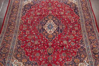 Vintage Hand - Knotted Floral RED 9x12 Kashmar Persian Oriental Area Rug Wool 3