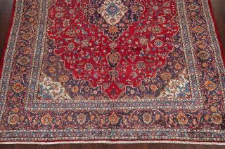 Vintage Hand - Knotted Floral RED 9x12 Kashmar Persian Oriental Area Rug Wool 5