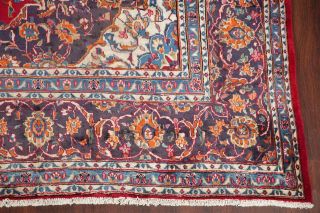 Vintage Hand - Knotted Floral RED 9x12 Kashmar Persian Oriental Area Rug Wool 6