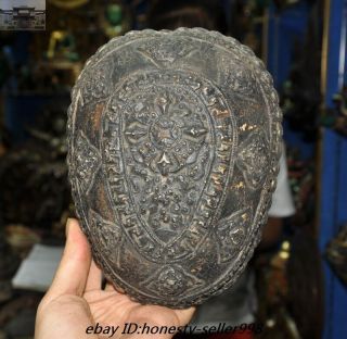 Antique Rare Tibetan buddhism silver skull head Statue tantrick Kapala Bowl Cup 4