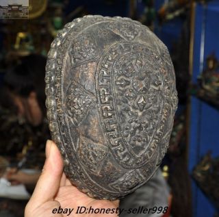Antique Rare Tibetan buddhism silver skull head Statue tantrick Kapala Bowl Cup 6