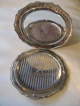 Vintage Silver Antique Lithograph Woman Couple Bird Dog STRATTON Compact ENGLAND 9