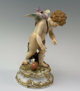 Antique Meissen Cherub Reaching For Heart With Wings Figurine,  As - Is (restored)