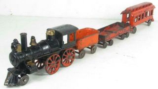 Buffalo Antique Cast Iron Train Pratt & Letchworth 4 Piece 1900