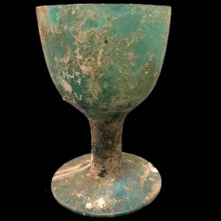 Very Rare Large Ancient Roman Green Glass Vessel And Handle 1st Century A.  D (12)