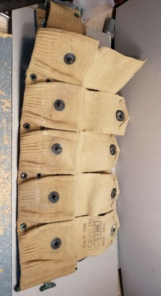 WW1 US Army Ammo Cartridge Belt Springfield 1903 Rifle Mills 1918,  DIRTY 3