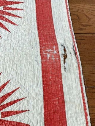 Early c 1880s Turkey RED Mariners Compass QUILT Antique REMAKE 10