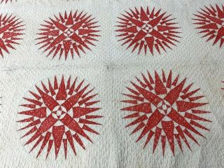 Early c 1880s Turkey RED Mariners Compass QUILT Antique REMAKE 3
