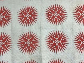 Early c 1880s Turkey RED Mariners Compass QUILT Antique REMAKE 5