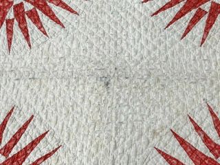 Early c 1880s Turkey RED Mariners Compass QUILT Antique REMAKE 6