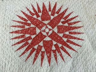 Early c 1880s Turkey RED Mariners Compass QUILT Antique REMAKE 8