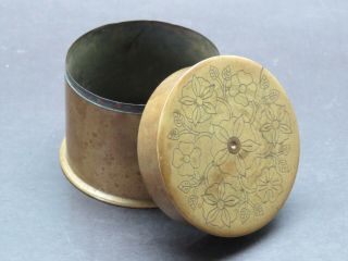 Ww1 1916 Trench Art Flowered Container Made From Brass Shell Casing